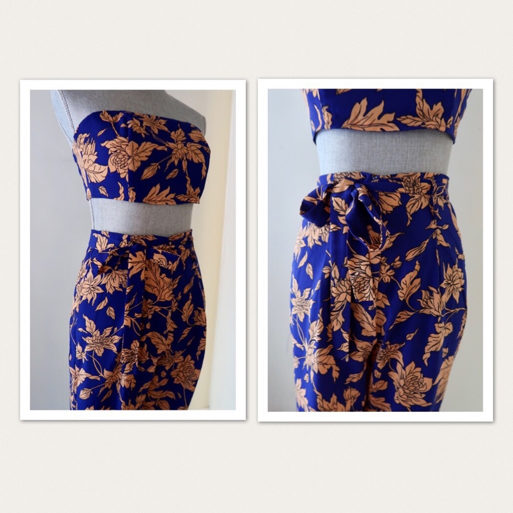 KATIE-Cobalt Blue and Peach/Blush Two-piece Set - Picture 5 of 6